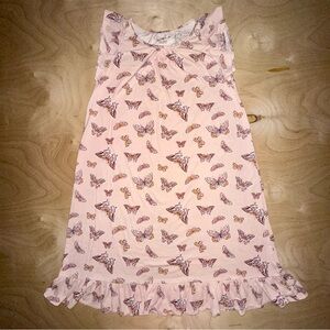Garnet Hill Kids size 12 14 XL Cotton Pajama Nightgown Peachy Pink Butterflies